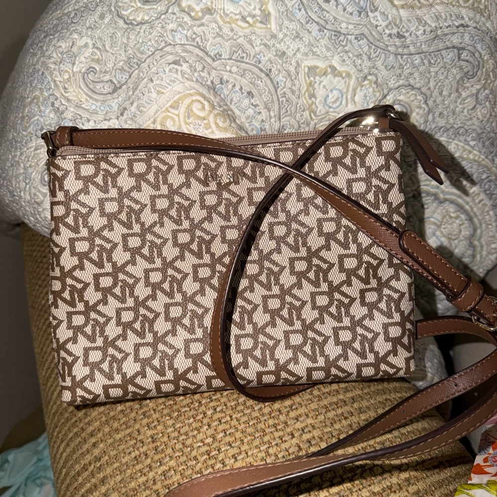 DKNY Brown Patterned Crossbody Bag